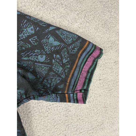 Vtg Bacio Top Women’s Medium Multicolor Fish Print Crop T-shirt USA 80s 90s - Picture 5 of 10